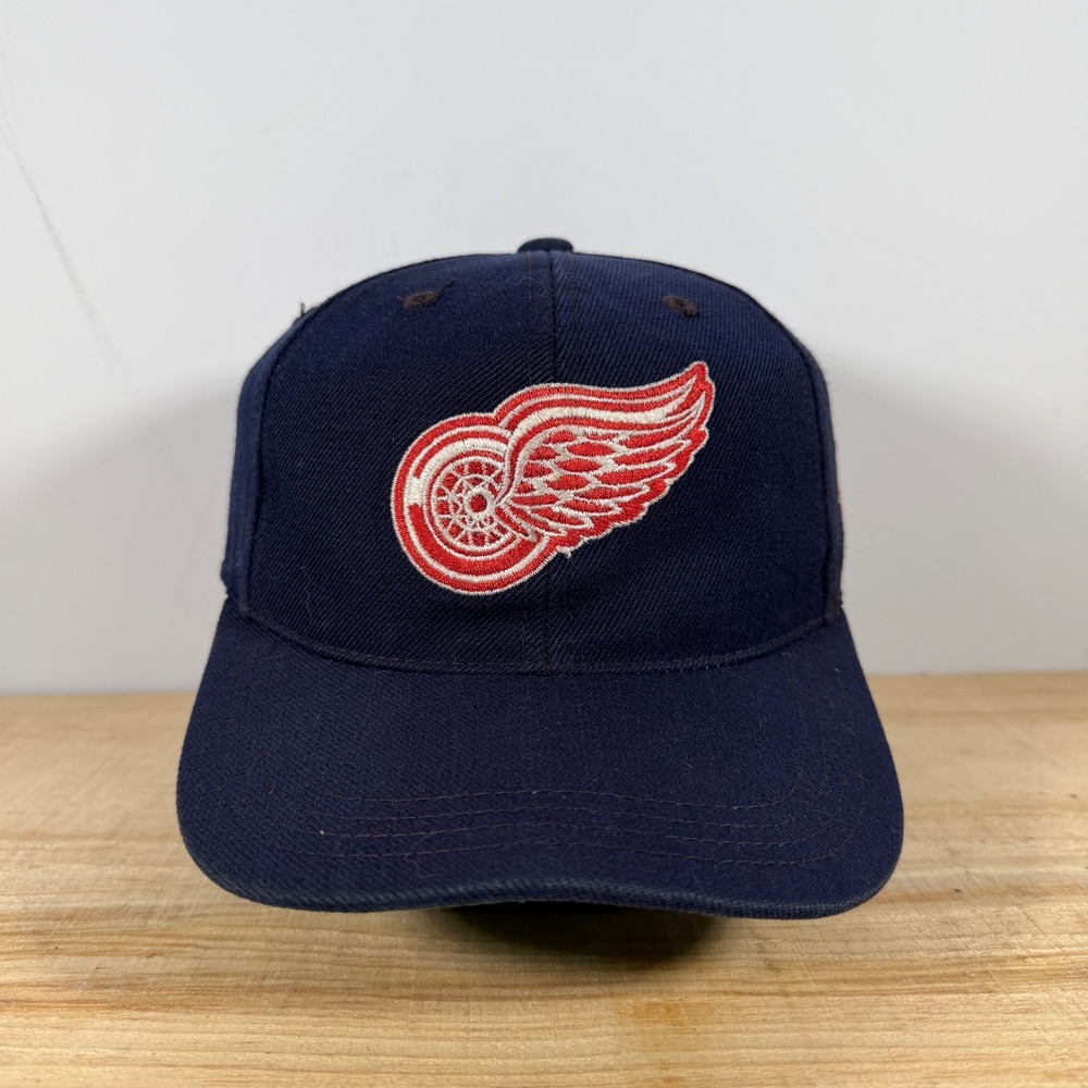 Detroit Red Wings Hat Mens Snapback Blue Vtg Plain Logo Sports Specialties NHL